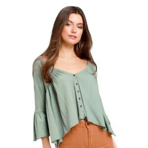 Free People Sweet‎ Little Crop Tee in Moss sz XS